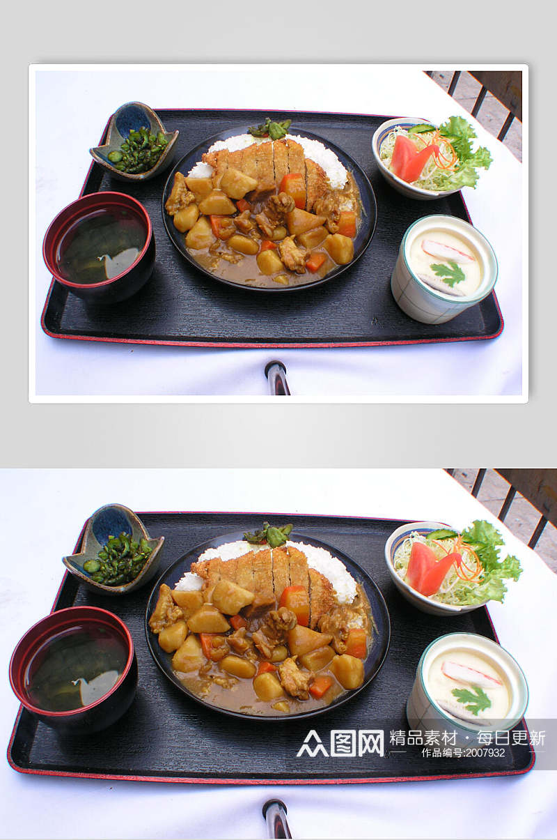 咖喱牛肉饭套餐美食图片素材
