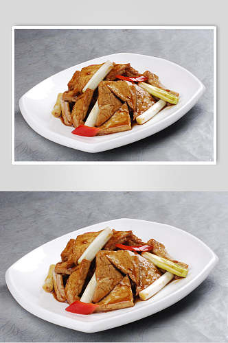 京葱煎豆腐份美食图片