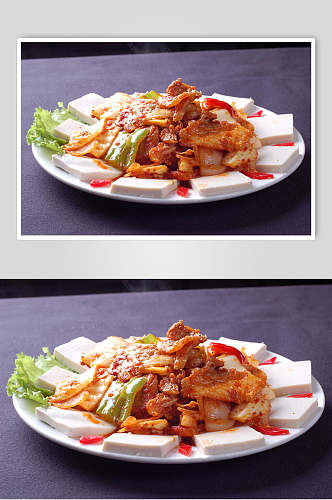 泡菜炒豆腐美食摄影图片
