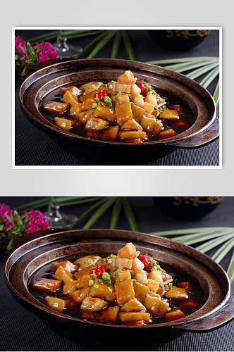 热菜咸鱼茄子煲美食图片