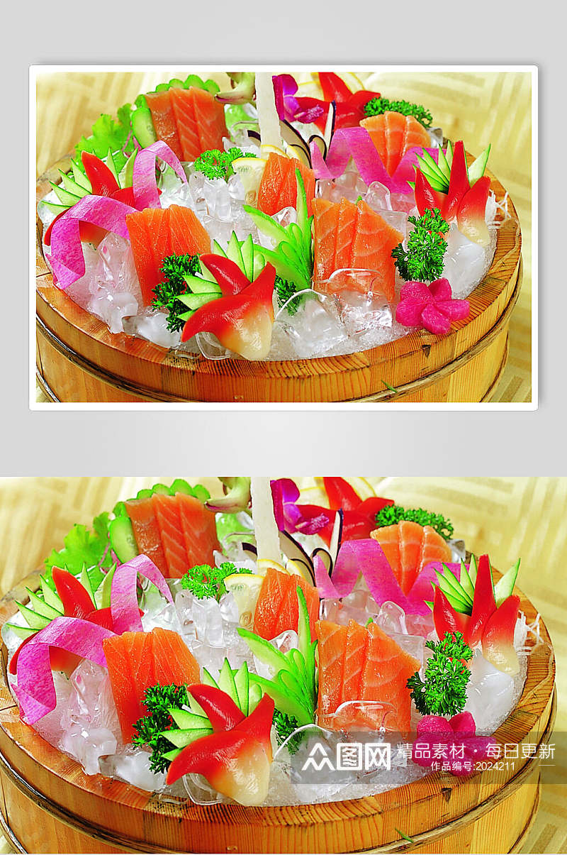三文鱼拼北极贝美食食品图片素材