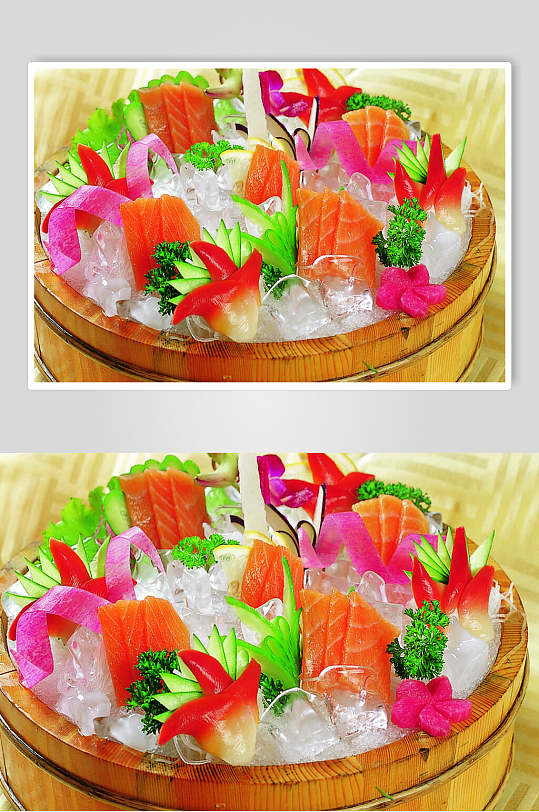 三文鱼拼北极贝美食食品图片