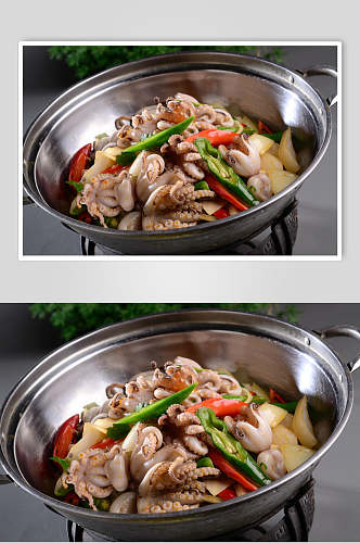 干锅葱香八爪鱼美食食品图片