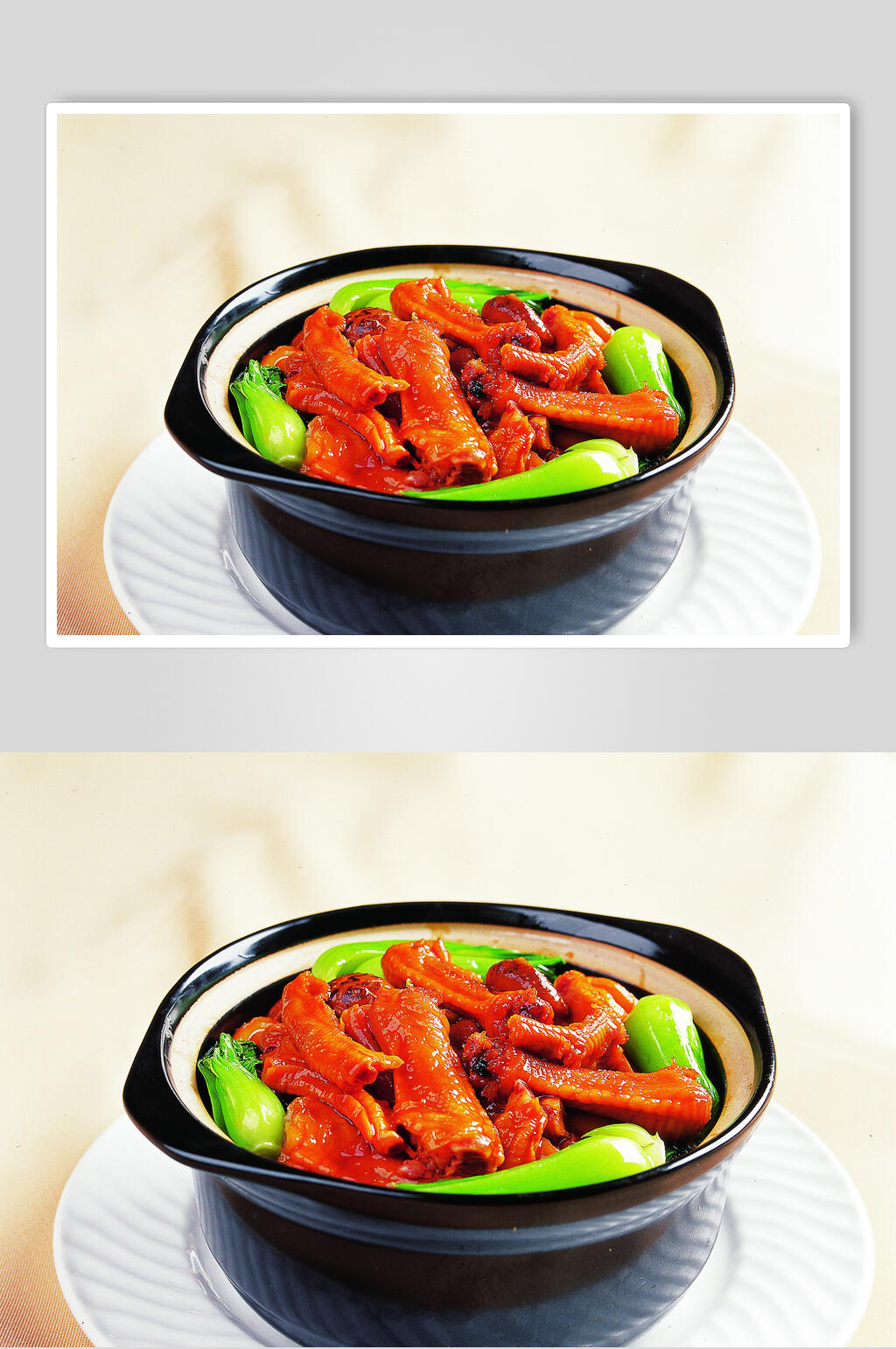 王府双菇鹅掌煲食物摄影图片素材