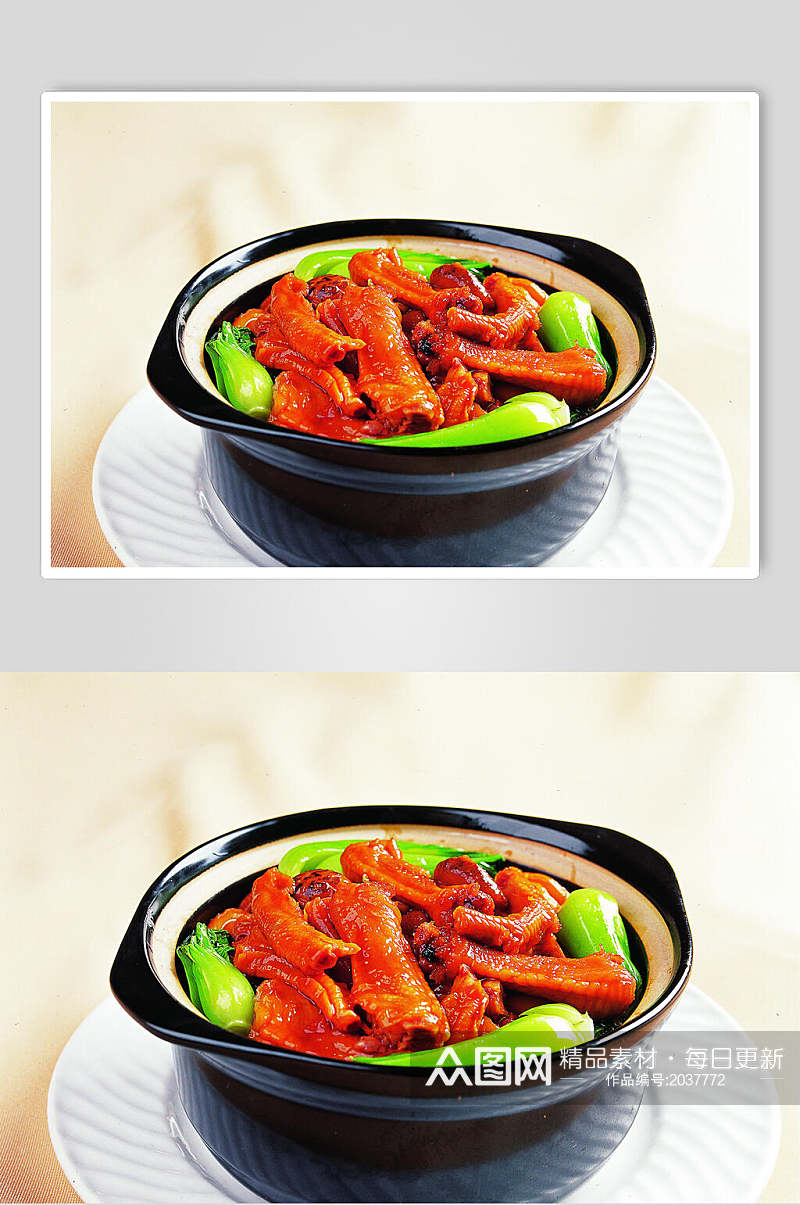王府双菇鹅掌煲食物摄影图片素材