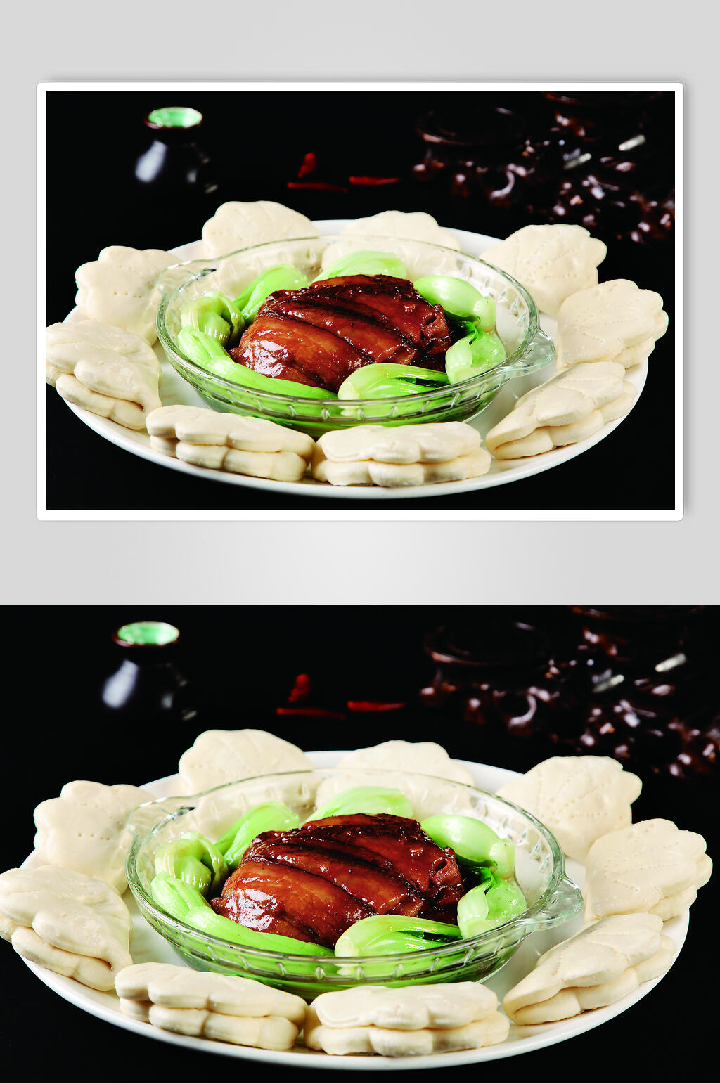 新鲜美味梅菜扣肉带饼美食摄影图片素材