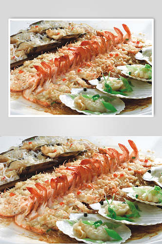 虾蚌蒸鲜美食食品图片