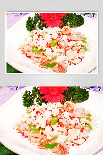 芙蓉蟹柳虾仁美食食品图片