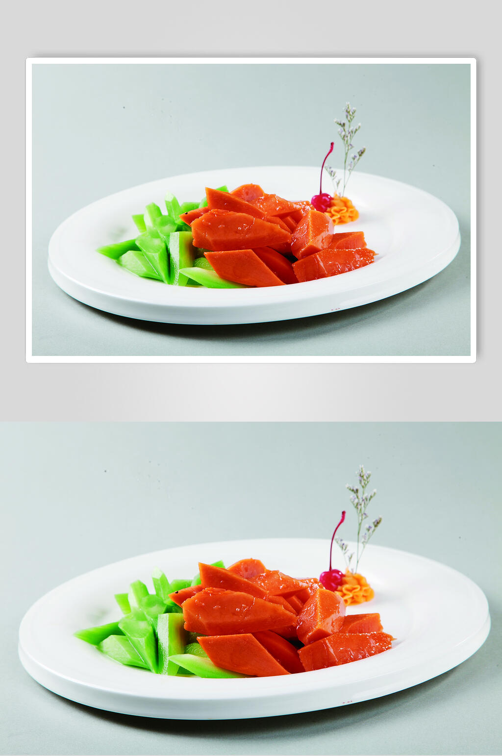 芥兰炒木瓜食品高清图片素材