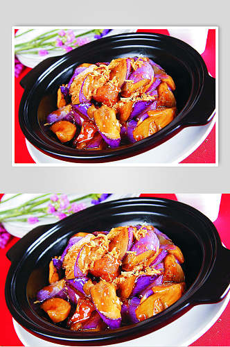 瑶柱紫茄煲食物高清图片