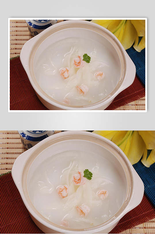 老黄瓜虾仁汤美食摄影图片