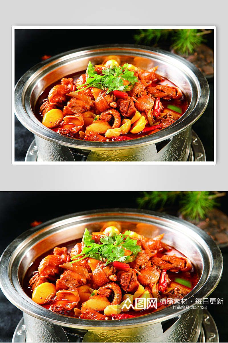铁锅懒汉鸡食物图片素材