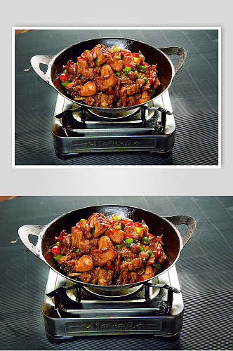 热菜干锅野兔食品摄影图片