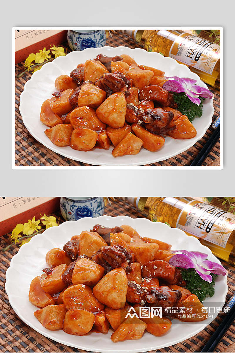 日本土豆可乐排美食摄影图片素材