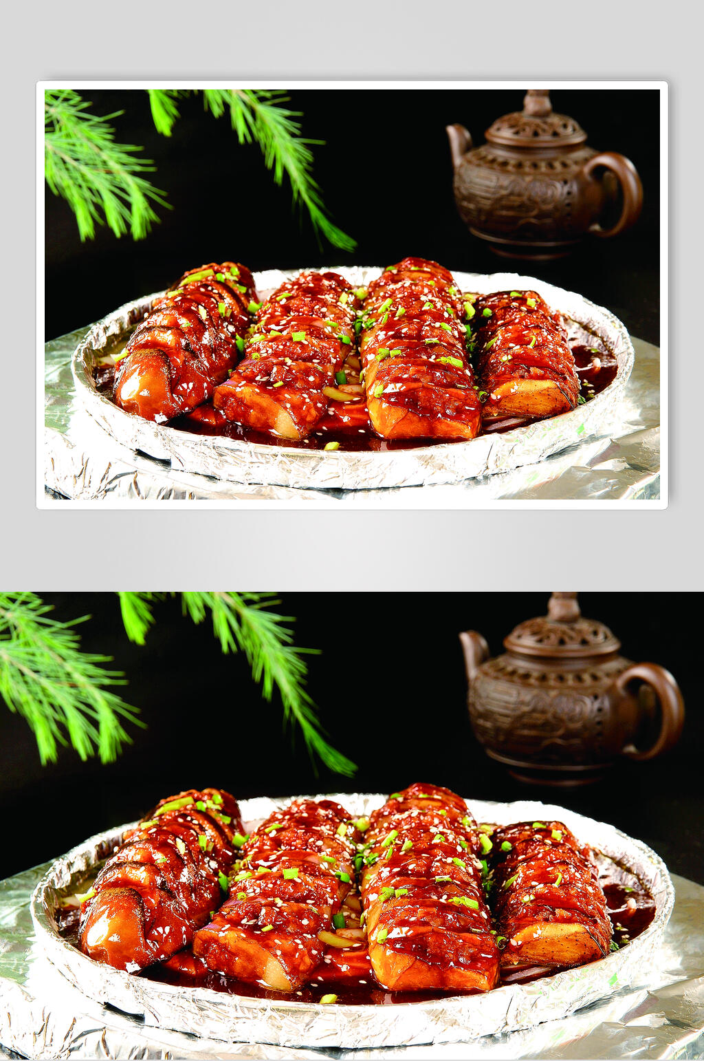 香辣铁板麒麟茄食物高清图片素材