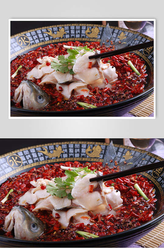 香辣美味沸腾鱼食品摄影图片