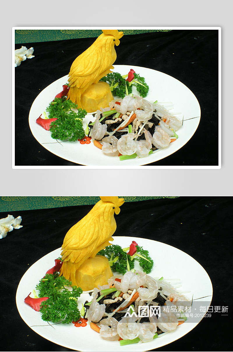 虾仁虎掌菌食品摄影图片素材