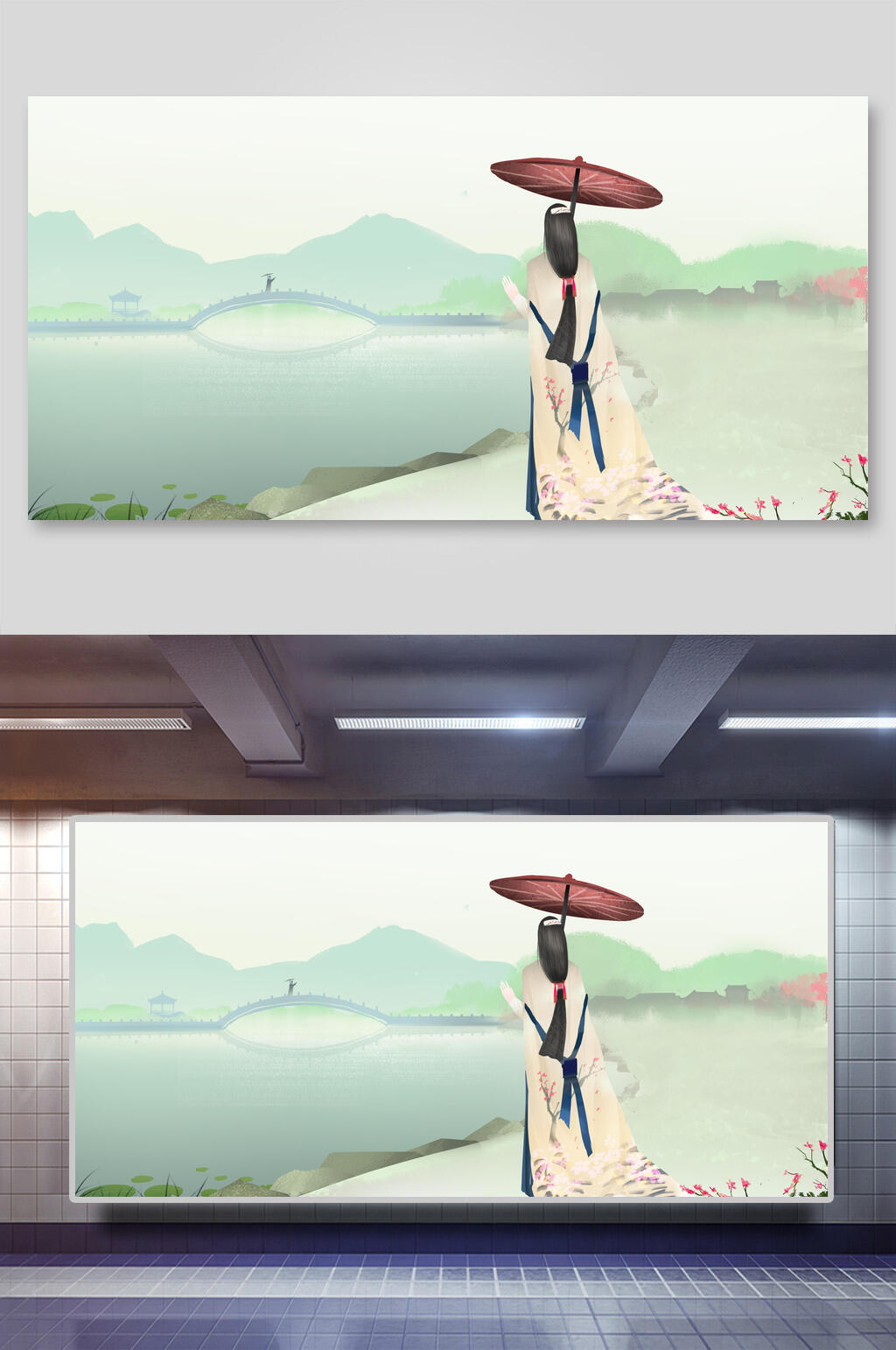 孤独背影七夕人物插画素材