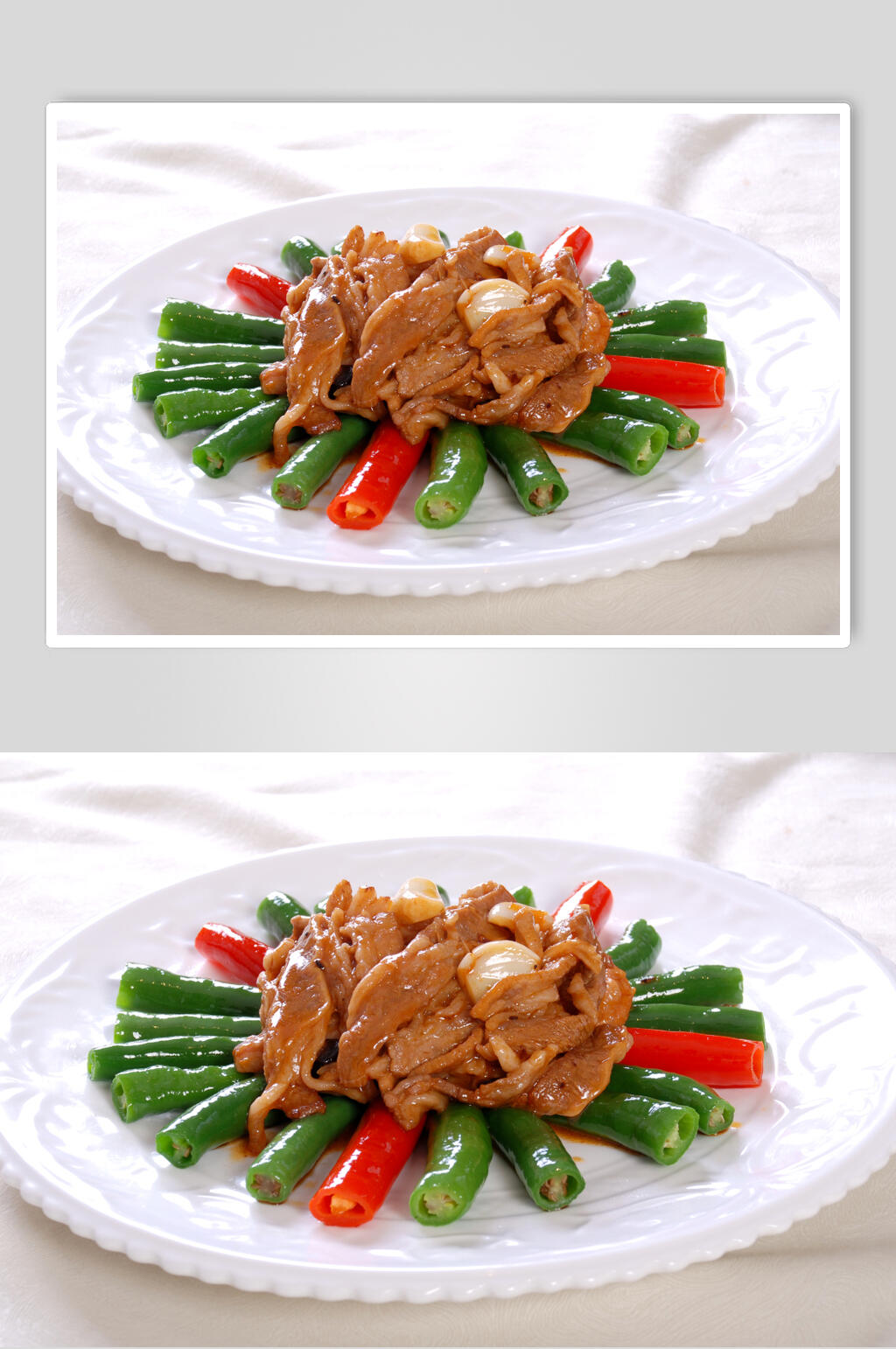 虎皮尖椒爆肥牛美食图片素材