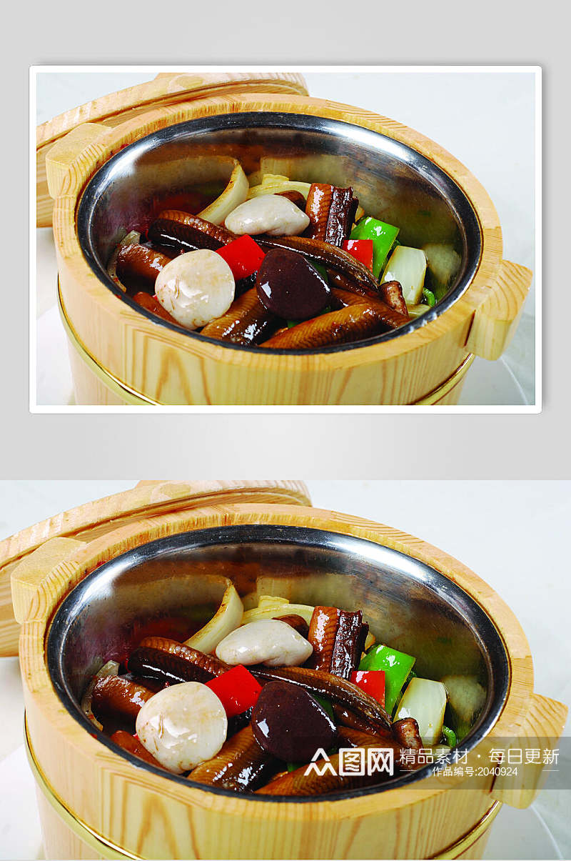 石烹鳝段美食食物图片素材