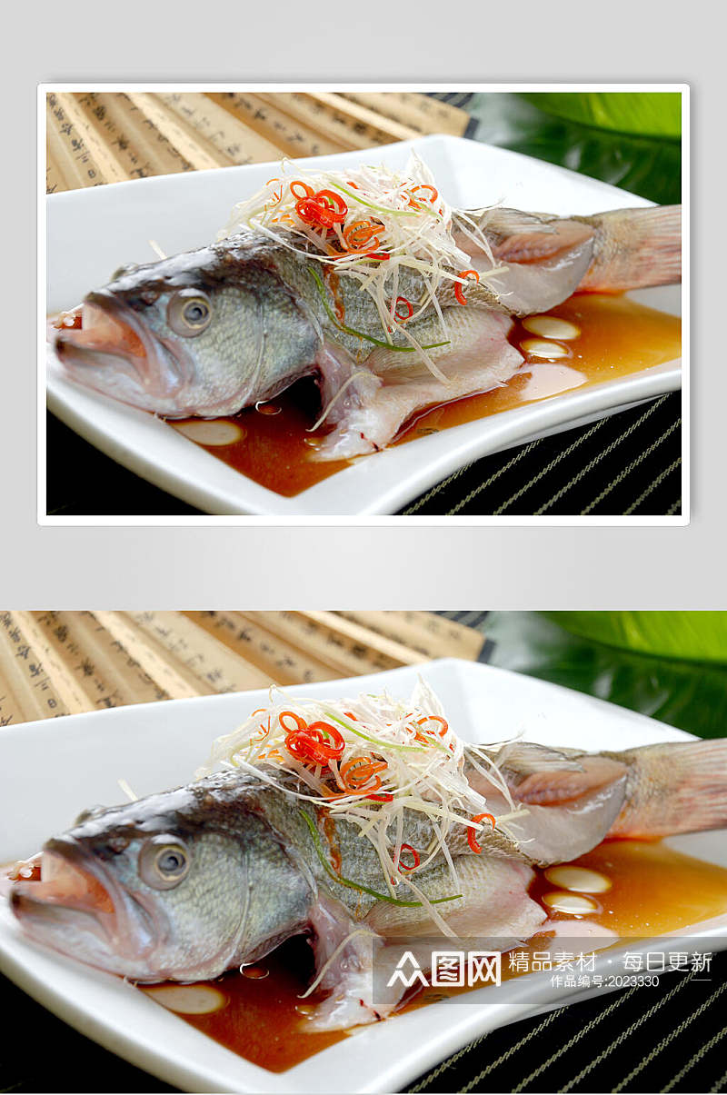 清蒸鲈鱼美食摄影图片素材