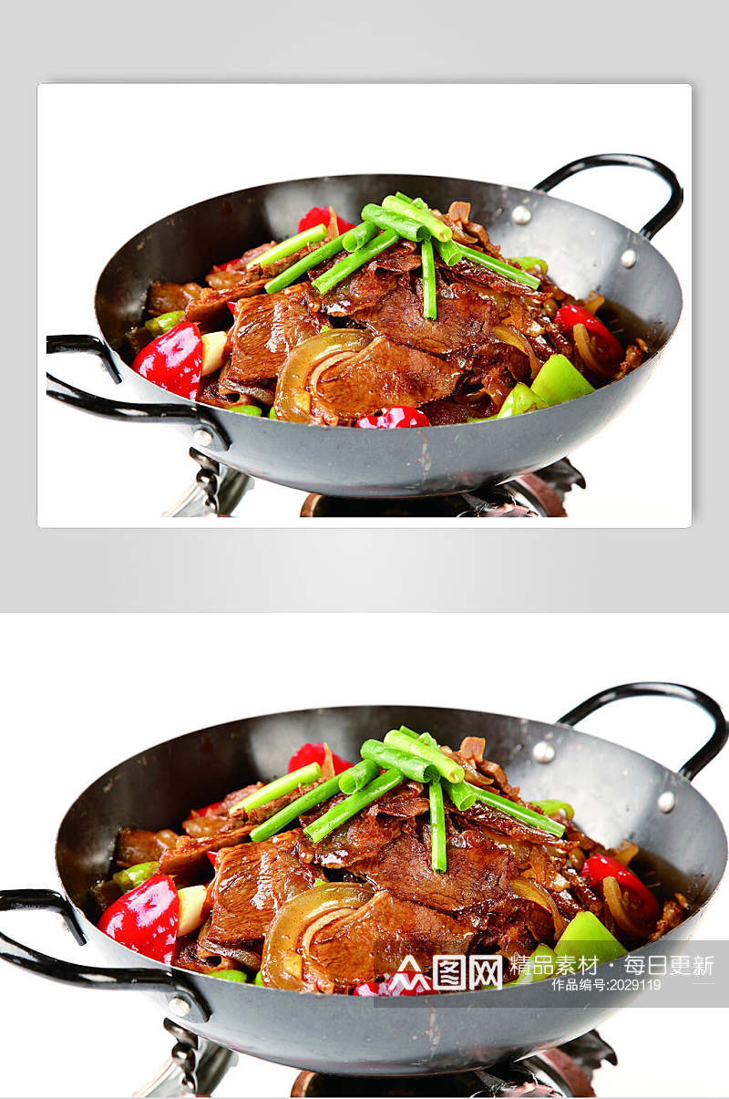 热菜干锅带皮牛肉美食图片素材