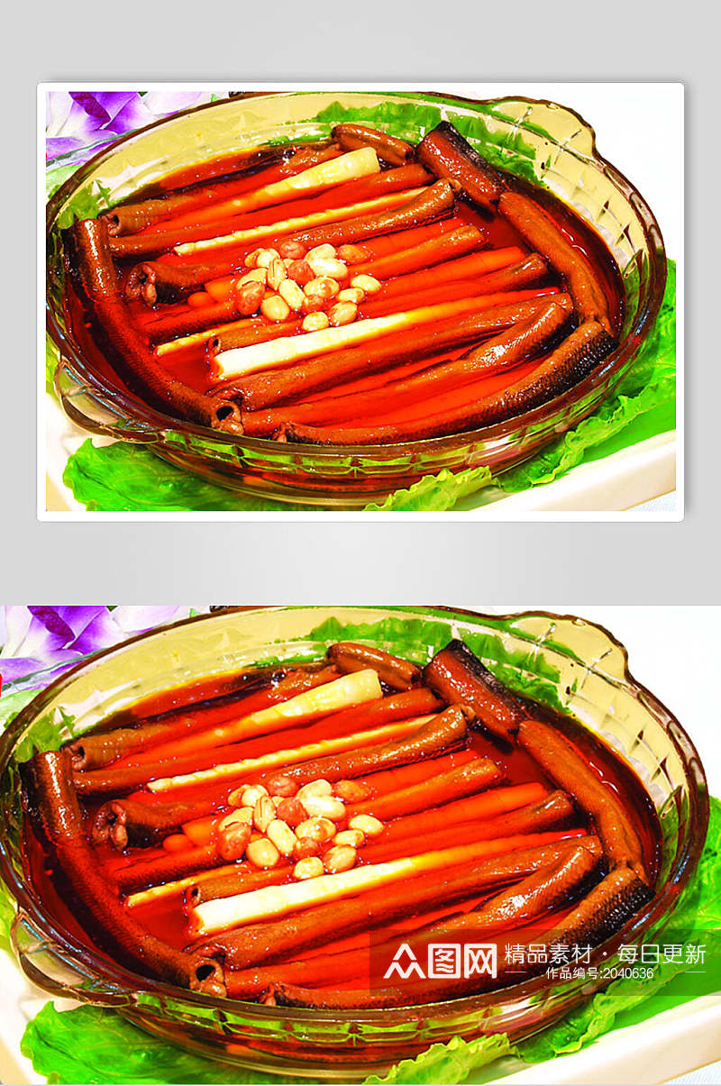 竹笋烧鳝段美食食品图片素材