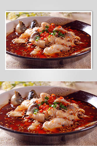 特色米椒鱼美食摄影图片
