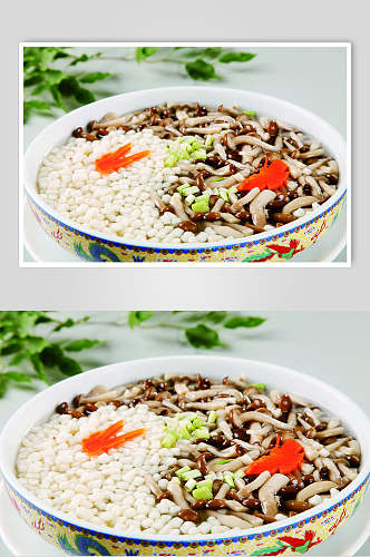 鲜菇鱼米美食食物摄影图片