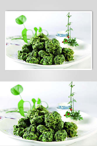 绿色健康农家菜丸子摄影图片