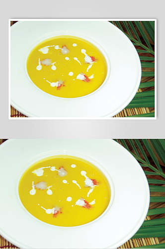 汤菜蟹柳美味南瓜汤美食摄影图片
