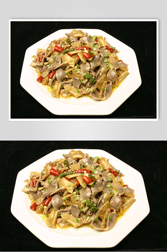 白辣椒炒鸡杂食品高清图片