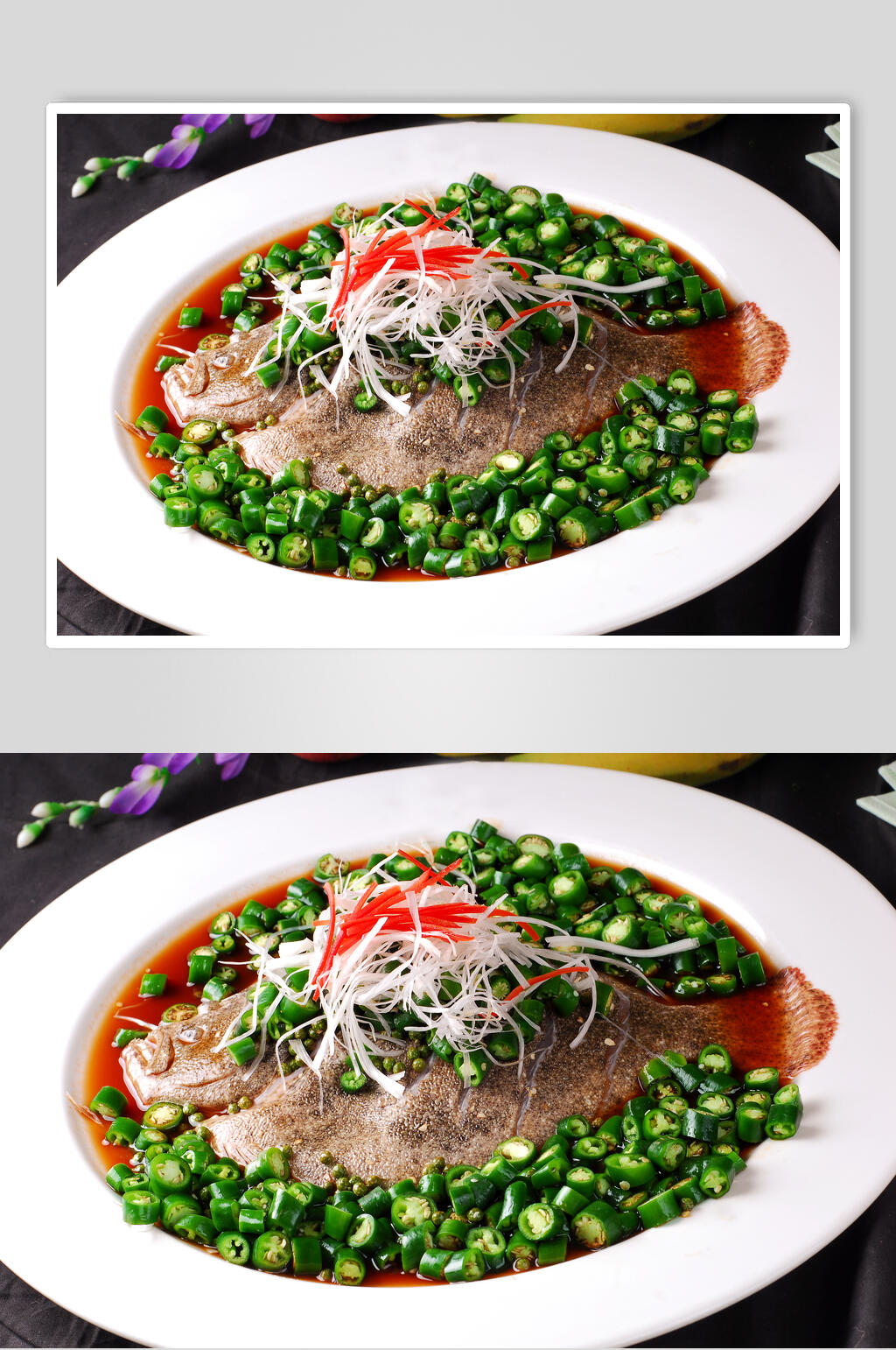 海河鲜椒香多宝鱼食品摄影图片素材