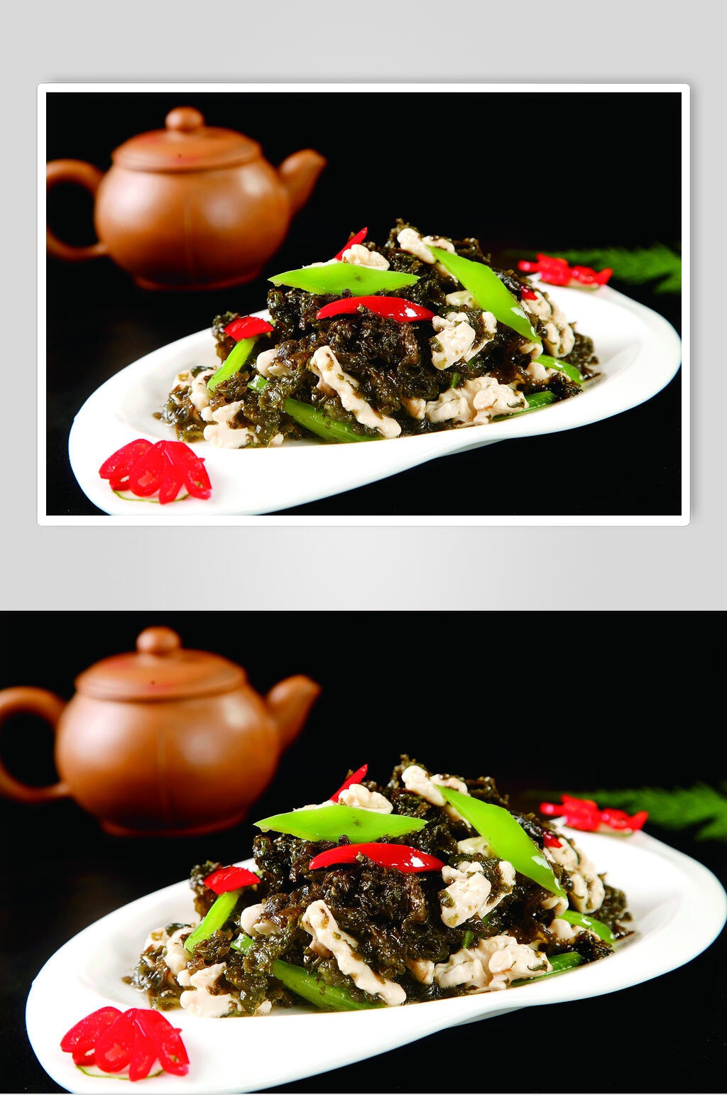 美味地皮菜拌杏仁美食摄影图片素材