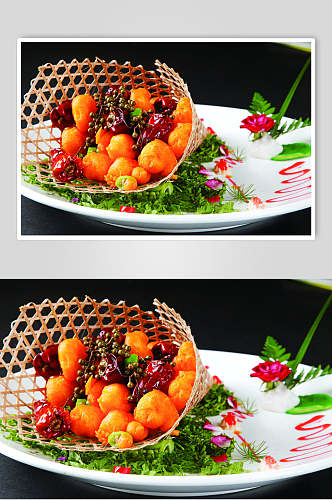 竹篓水晶虾食物图片