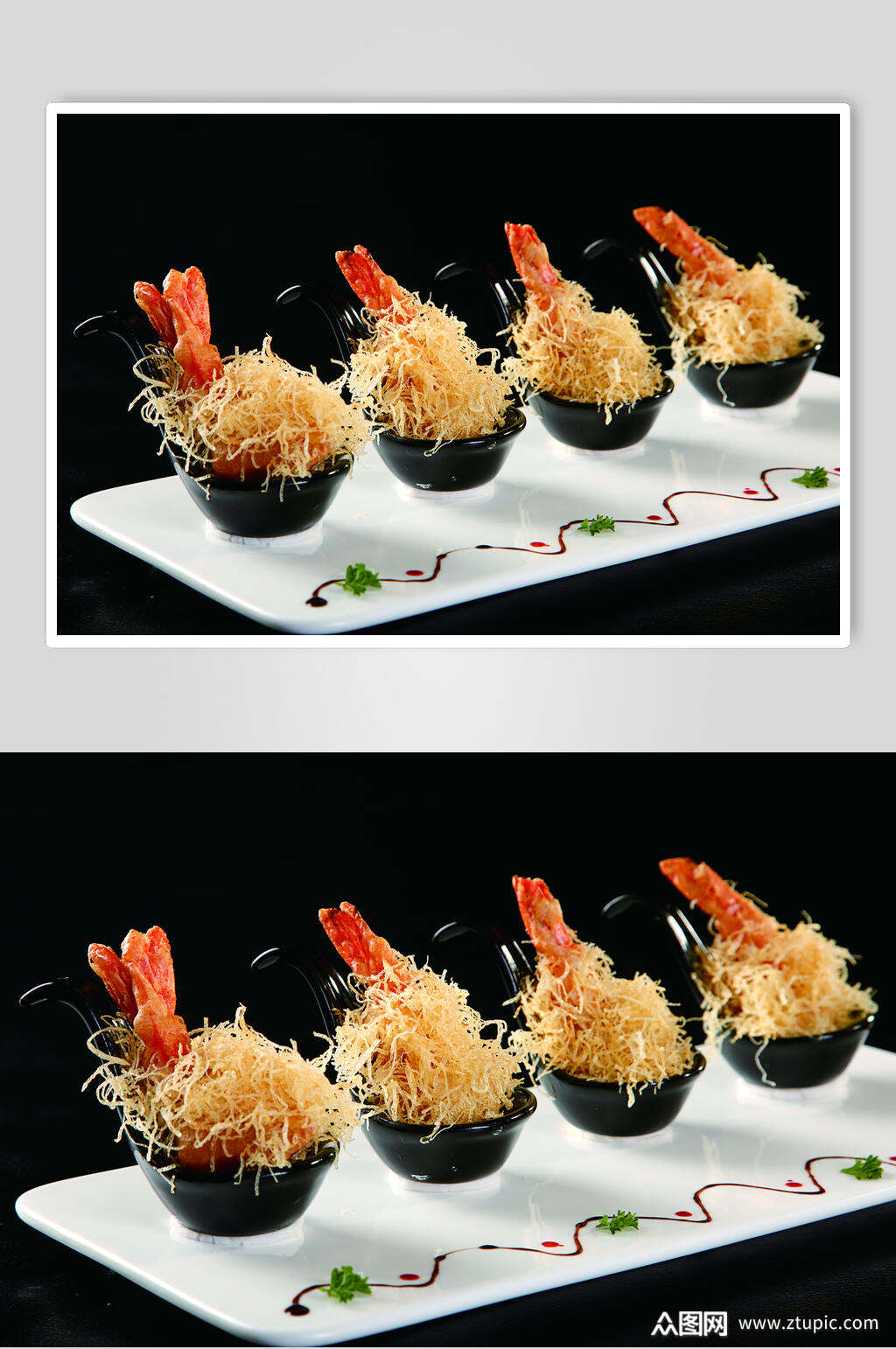 法式金丝大虾美食摄影图片