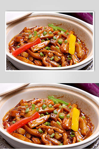 新鲜咸鱼茄子煲食物高清图片