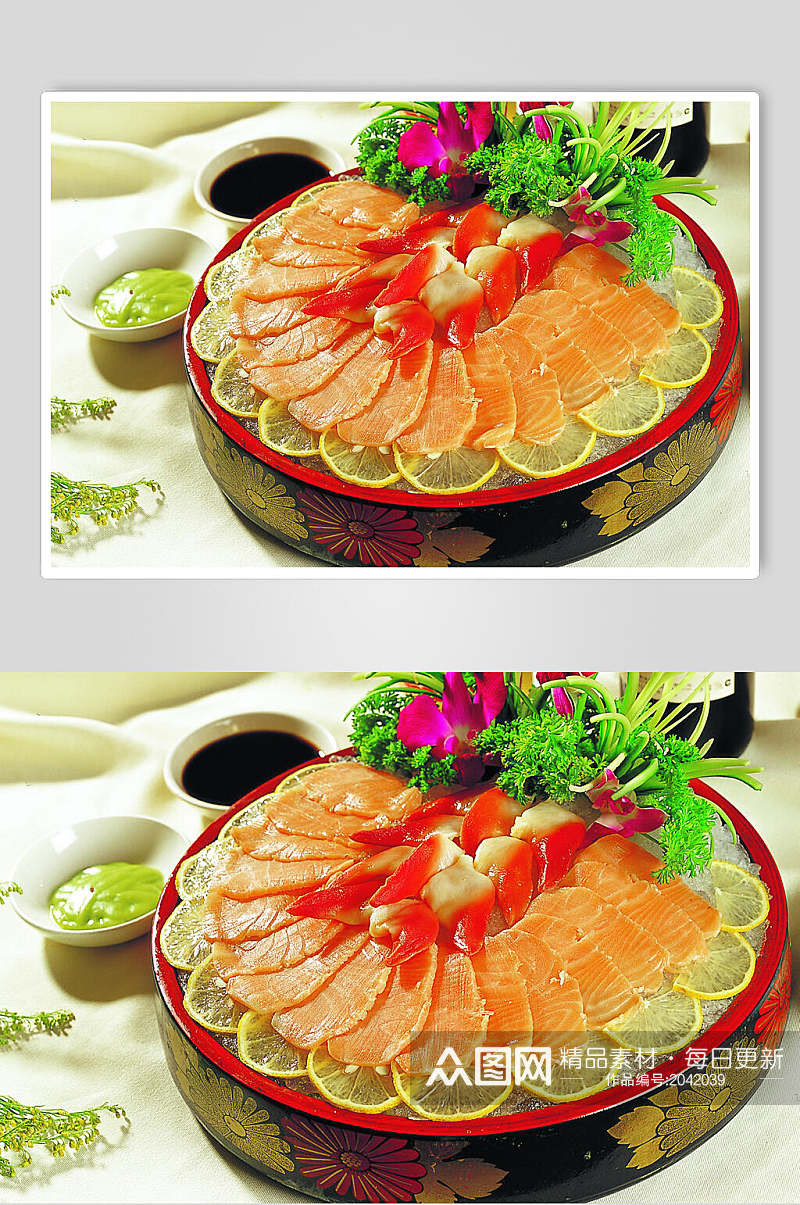 精品美味刺身双拼海鲜美食图片素材