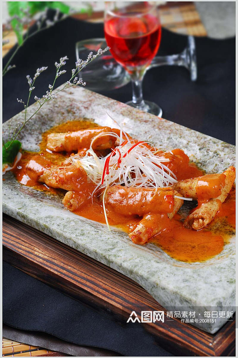 鹅肝酱焗鸡腿菇食品高清图片素材