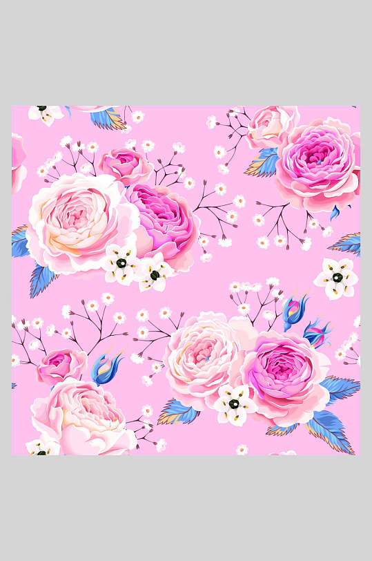 粉色牡丹花花卉婚礼邀请函矢量插画素材