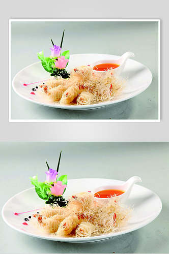 金丝虾卷食物摄影图片