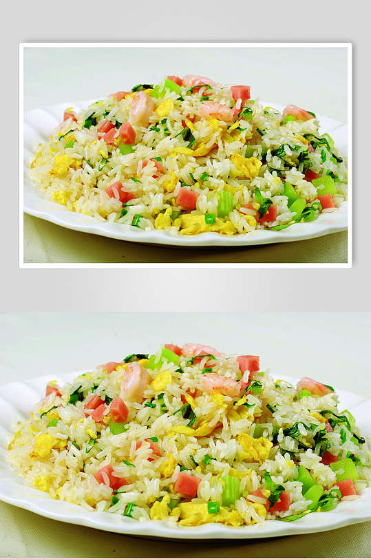 鲜虾仁蛋炒饭食物摄影图片