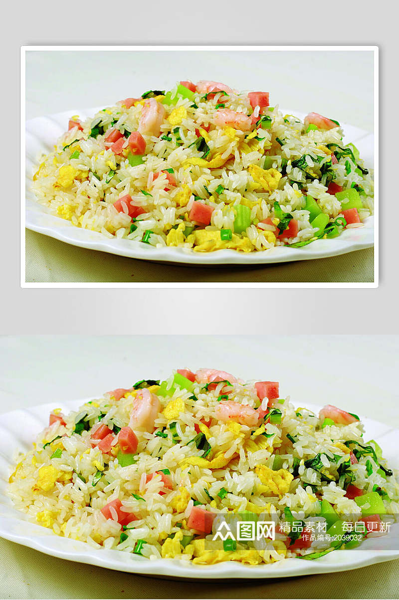 鲜虾仁蛋炒饭食物摄影图片素材