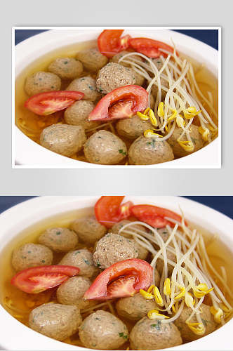 汤品豆芽圆子汤美食摄影图片