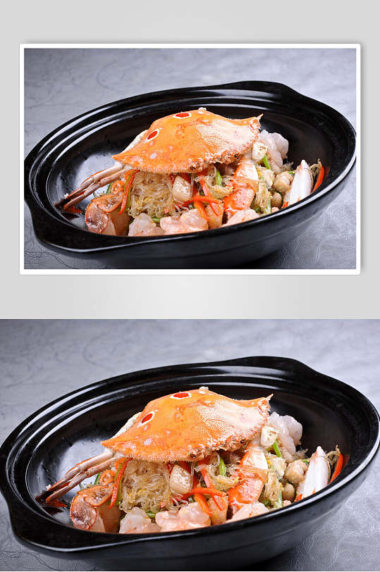 海鲜蟹黄海味粉丝煲食物图片