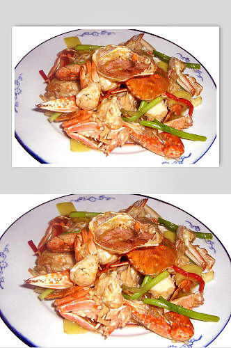 海鲜姜葱炒花蟹美食食物图片
