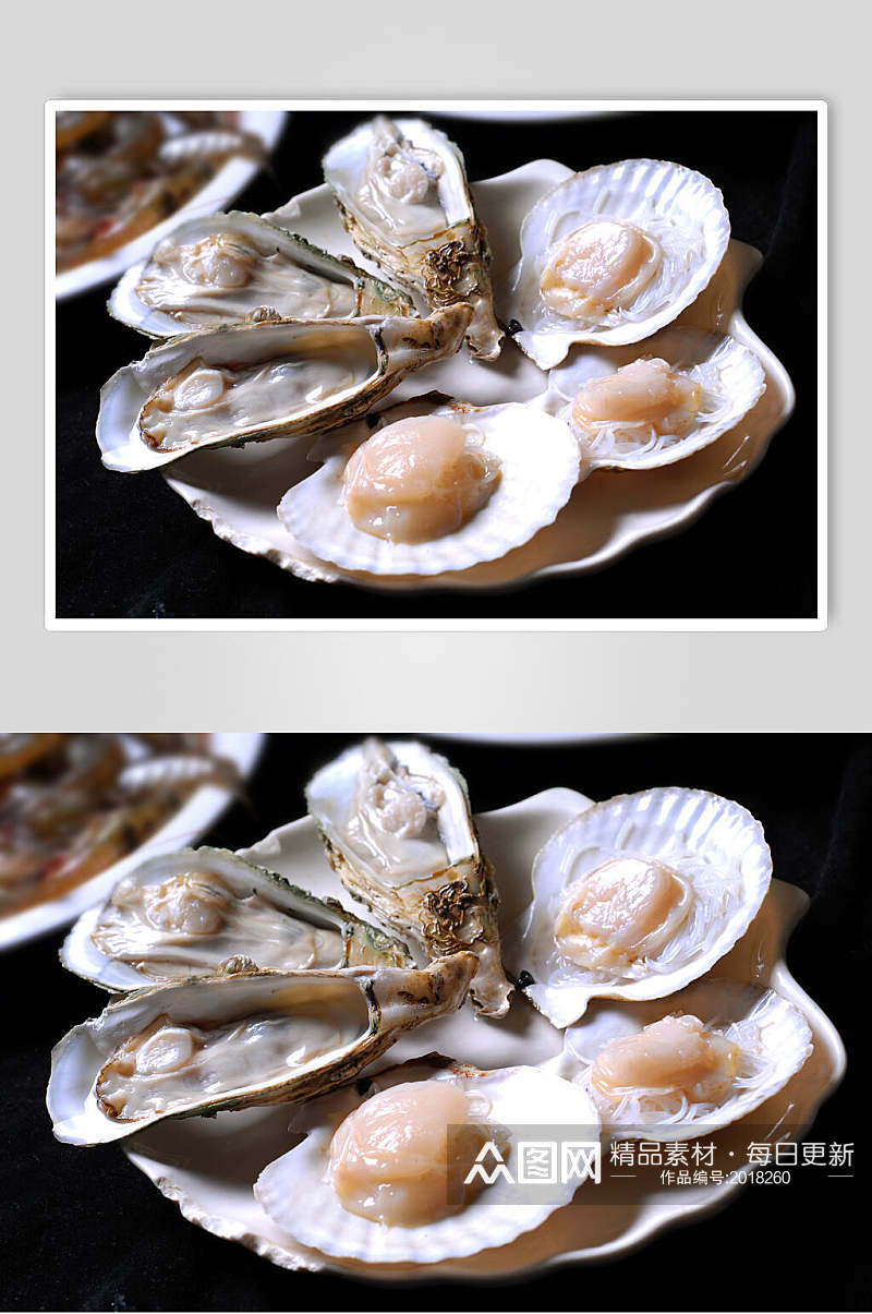 海鲜扇贝生蚝餐饮食品图片素材