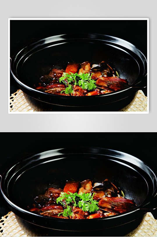 招牌砂锅生锔鱼头煲食物摄影图片