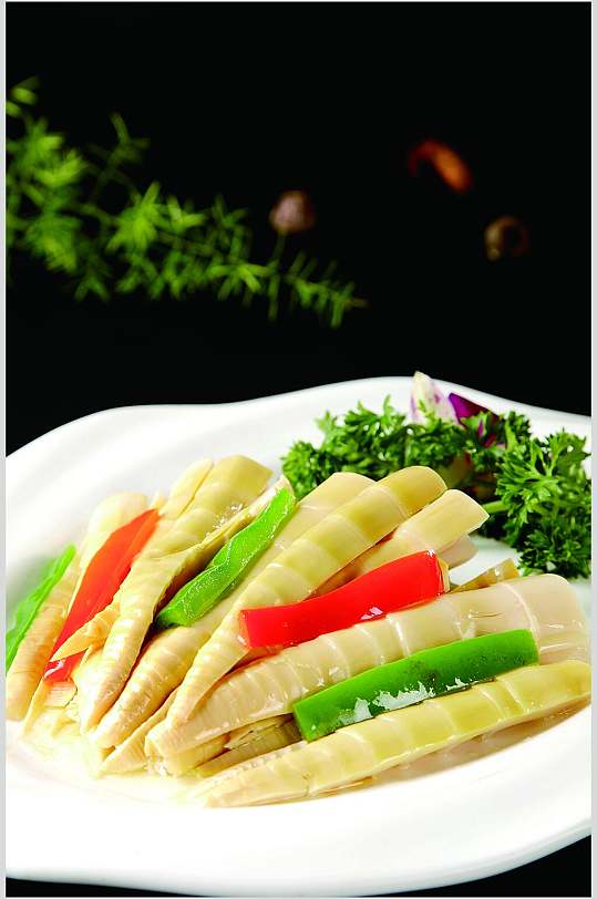 美味葱油春笋美食摄影图片