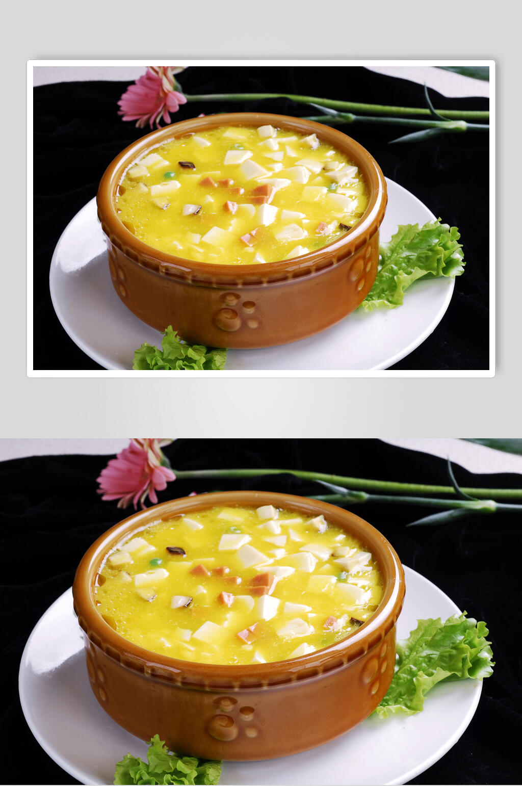 热菜蟹黄豆花美食摄影图片素材